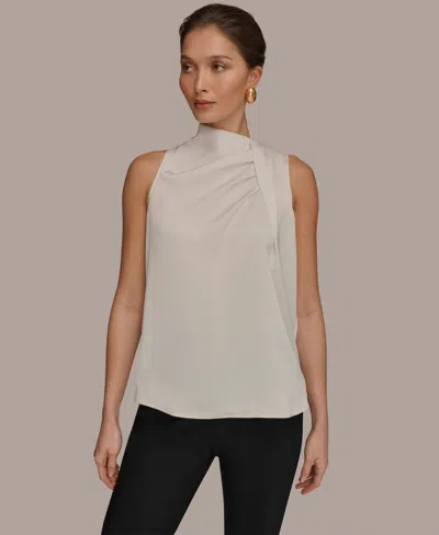 Donna Karan Women's Sleeveless Twist-front Drape Blouse In White