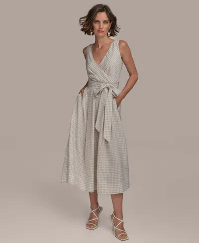 Donna Karan Women's Sleeveless V-neck Midi Dress In White