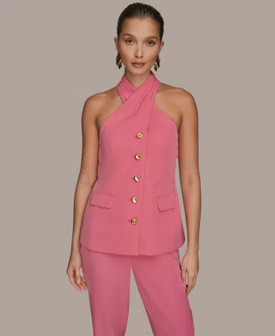 Donna Karan Women's Sleeveless Vest Jacket In Pink