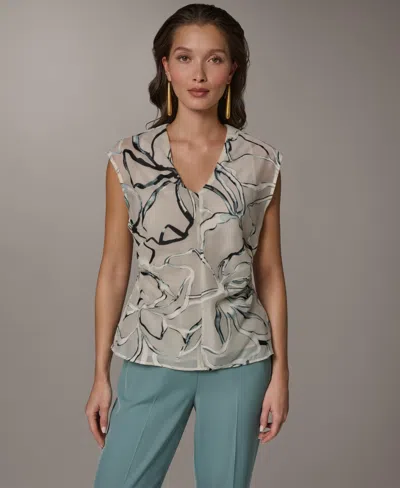 Donna Karan Women's Sleeveless V-neck Top In Multi
