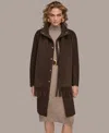Donna Karan Women's Snap Button Scarf Coat In Brown
