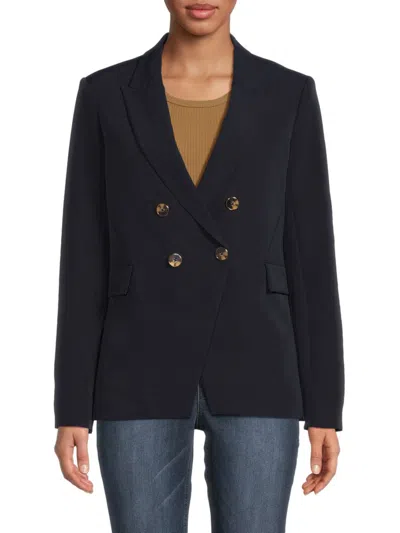 Donna Karan Women's Solid Double Breasted Blazer In Navy