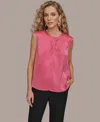 Donna Karan Women's Solid Sleeveless Twist Neck Top In Pink