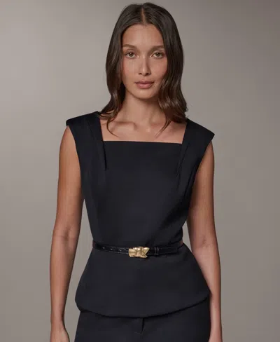 Donna Karan Sleeveless Peplum Top In Black