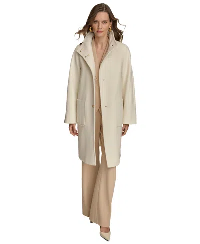Donna Karan Women's Stand-collar Single-breasted Coat In Ivory