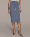 Donna Karan Women's Straight Knit Pull-on Midi Skirt In Gray