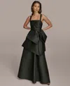 Donna Karan Women's Straight-neck Bow-trim Ballgown In Black