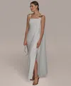 Donna Karan New York Scarf Drape Sleeveless Gown In Cream