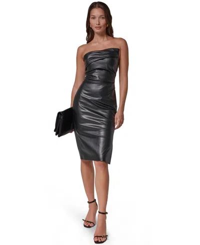 Donna Karan Women's Strapless Ruched Sheath Dress In Black