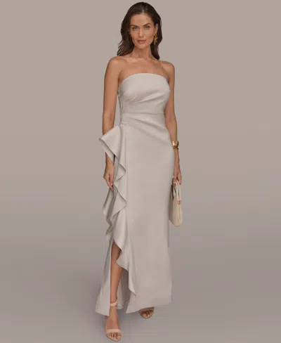Donna Karan Women's Strapless Side Ruffle Gown In Gold