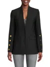Donna Karan Womens Button Sleeve Blazer Collared Shirt Slim Leg Ankle Pants In Black