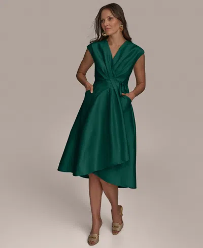 Donna Karan Women's Surplice-neck Midi Dress In Green