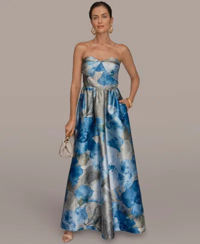 Donna Karan Women's Sweetheart Neck Floral Ball Gown In Blue
