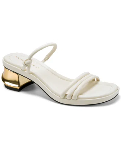 Donna Karan Women's Tafeta Multi Band Heeled Sandals In White