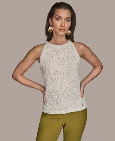 Donna Karan Women's Textured Knit Sleeveless Top In White