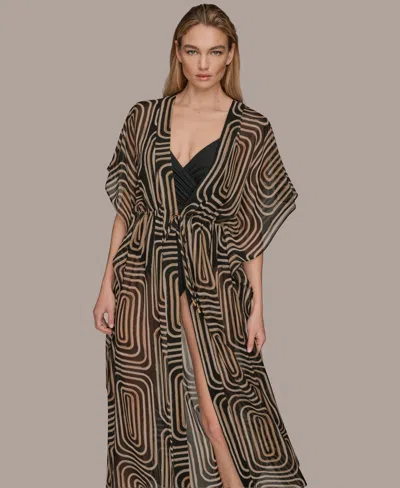 Donna Karan Women's Tie-front Maxi Kaftan In Brown