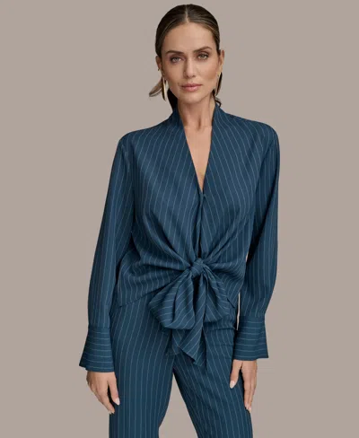 Donna Karan Women's Tie-front Pinstripe Blouse