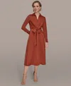 Donna Karan Women's Tie Front Shirt Dress In Brown