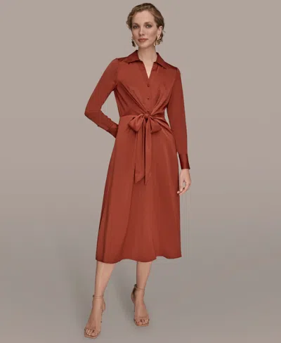 DONNA KARAN WOMEN'S TIE FRONT SHIRT DRESS