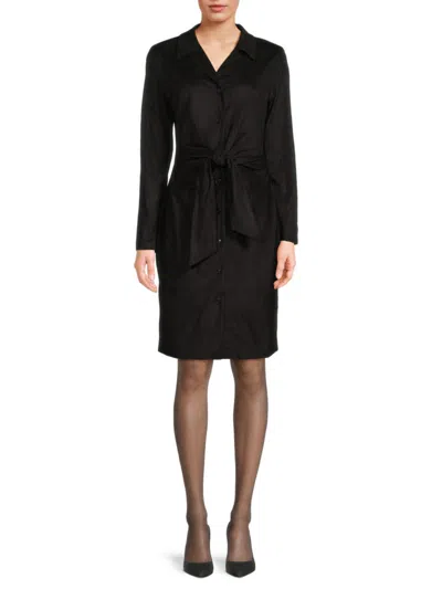 Donna Karan Women's Tie Front Shirtdress In Black