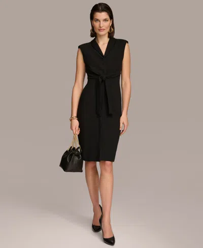 Donna Karan Women's Tie-front Sleeveless Blazer Dress In Black