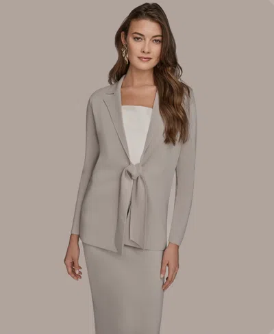 Donna Karan Women's Tie-front Sweater Blazer In Gray