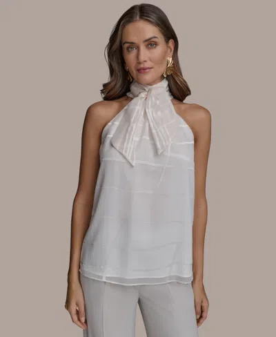 Donna Karan Women's Tie-neck Halter Top In Cream