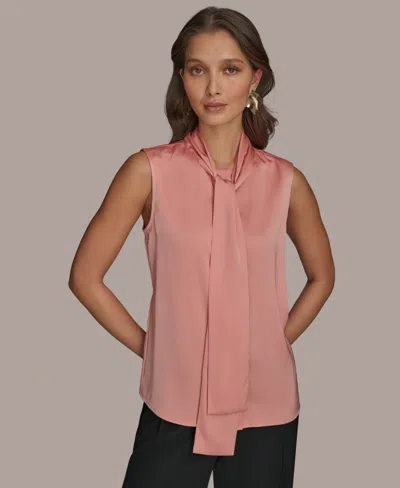 Donna Karan Women's Tie-neck Sleeveless Blouse In Apricot