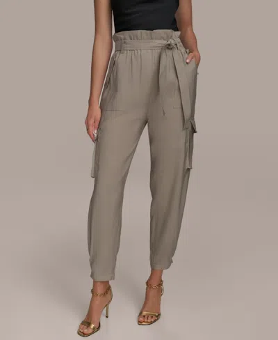 Donna Karan Women's Tie Waist Cargo Pants In Cobblestone