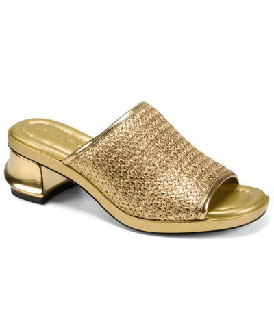 Donna Karan Women's Tinley Leather Peep Toe Mules In Gold