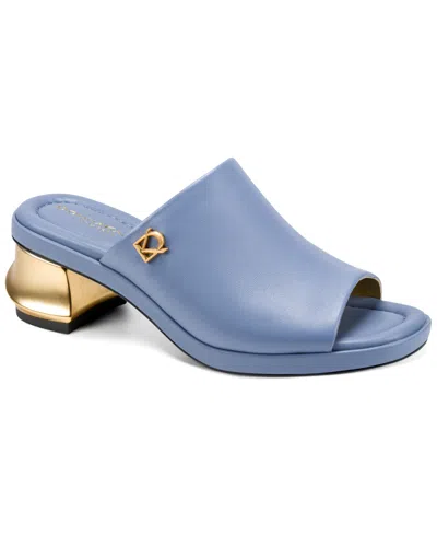 Donna Karan Women's Tinley Leather Peep Toe Mules In Tempest Blue