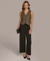 Donna Karan Women's Tweed-bodice Wide-leg Jumpsuit In Elderberry
