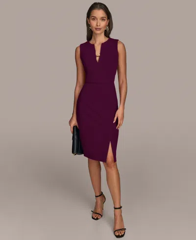 Donna Karan Women's Twist Hardware V-neck Dress In Purple