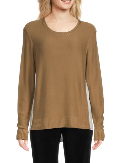 Donna Karan Women's Two Tone High Low Sweater In Camel