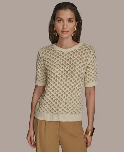 DONNA KARAN WOMEN'S TWO-TONE HONEYCOMB SWEATER