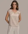 Donna Karan Women's V-neck Burnout Blouse