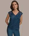 Donna Karan Women's V-neck Burnout Blouse