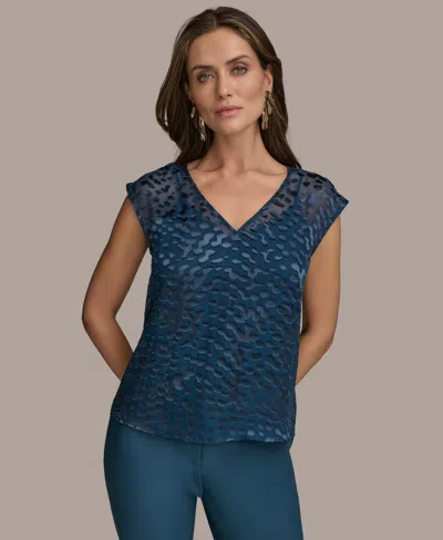 Donna Karan Women's V-neck Burnout Blouse