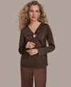 Donna Karan Women's V-neck Embellished Top In Brown