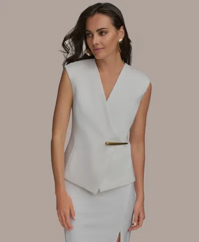 Donna Karan Women's V-neck Hardware-trim Vest In Cream