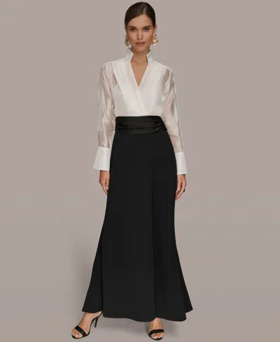 Donna Karan Women's V-neck Long-sleeve Maxi Dress In White