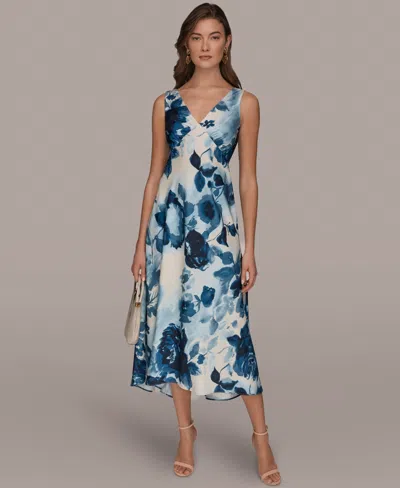 Donna Karan Women's V-neck Midi Dress In Burgundy