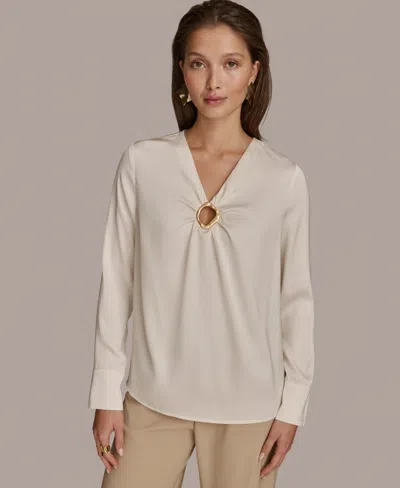 Donna Karan Women's Hardware Detail Long-sleeve Blouse In Ivory