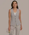 Donna Karan New York Button-up Knit Vest In Gray
