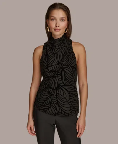 Donna Karan Women's Velvet Burnout Sleeveless Top In Black