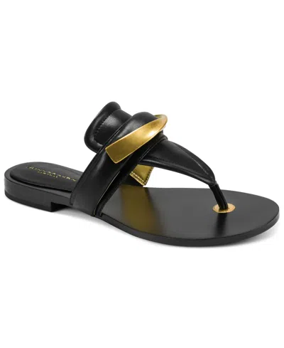 Donna Karan Women's Velvet Flat Thong Sandals In Black