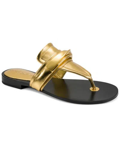 Donna Karan Women's Velvet Flat Thong Sandals In Gold