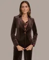 Donna Karan New York One-button Velvet Jacket In Brown