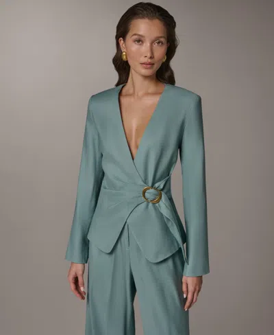 Donna Karan Women's V-neck Jacket In Blue