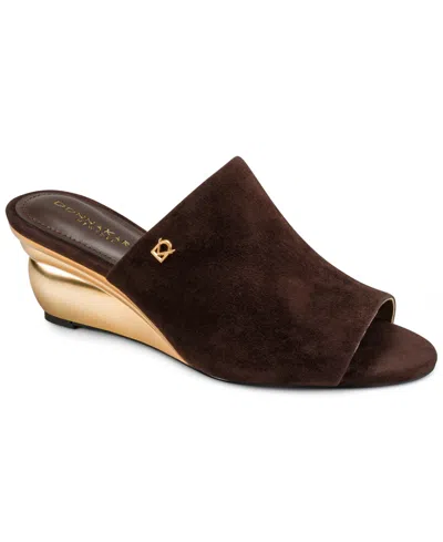 Donna Karan Women's Wedge Mules In Brown